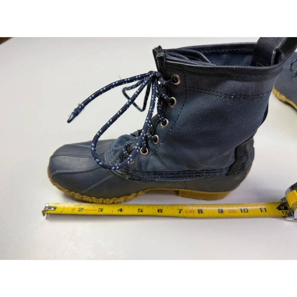 LL Bean Kids 4 M‎ Bean Boots Navy Blue Canvas Duck Boots Made in USA 503020
